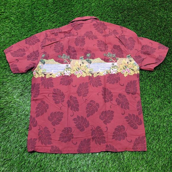 VTG 80s Blue Hawaii Scenic Border Print Aloha Shirt Mens XL Made in Hawaii USA - Picture 3 of 5